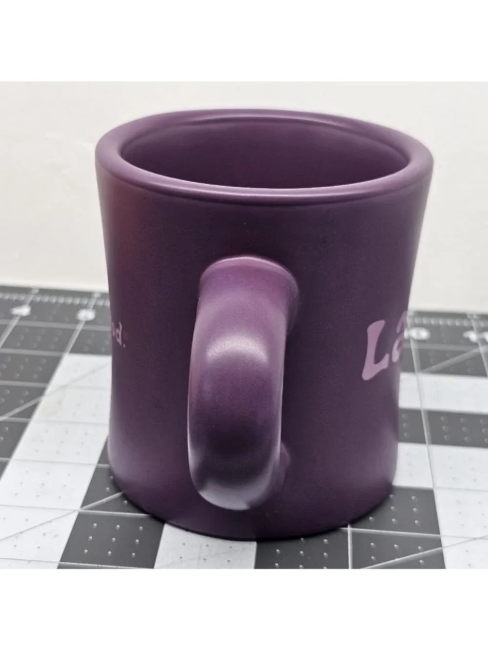 Good Home by Life Is Good Purple Matte Diner Coffee Mug Laugh Stoneware Cup